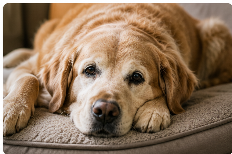 Perro senior que puede beneficiarse de apoyo articular